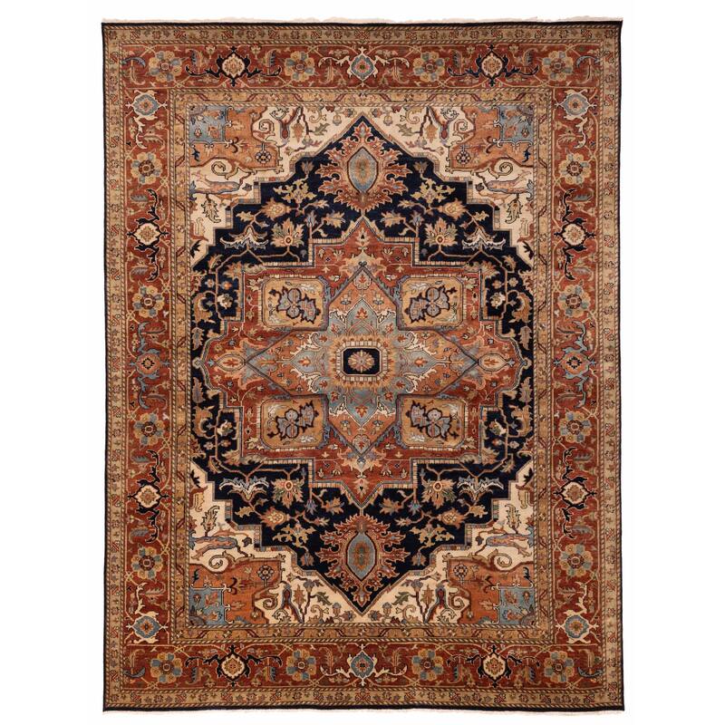 ECARPETGALLERY Hand-knotted Jules Sultane Dark Navy Wool Rug - 8'11 x 11'11