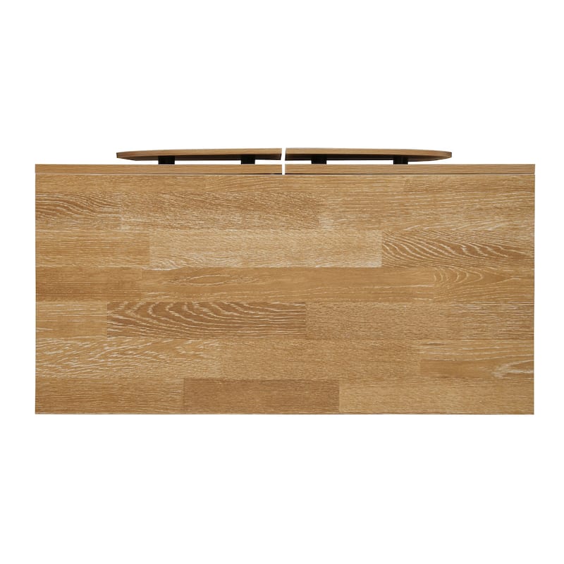 Wood Sideboard Buffet, Storage Cabinet with Adjustable Shelf, Accent Cabinet with Handle-Free Fan-Shaped Doors