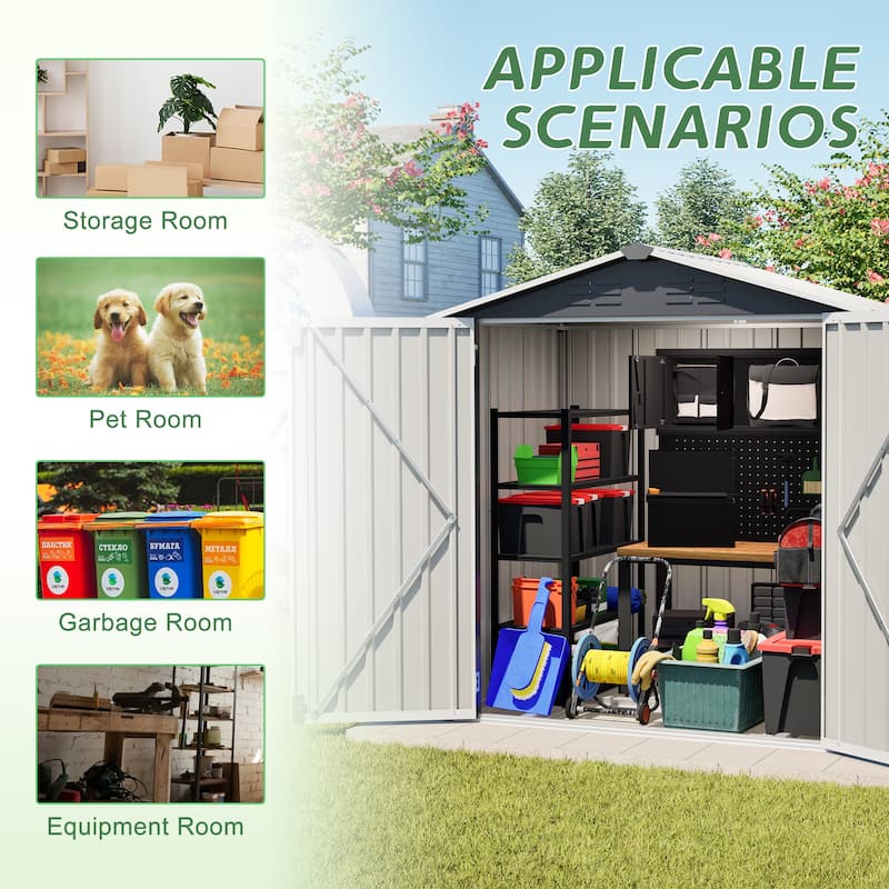 6x4 FT Metal Outdoor Storage Shed Metal Shed with Lockable Door