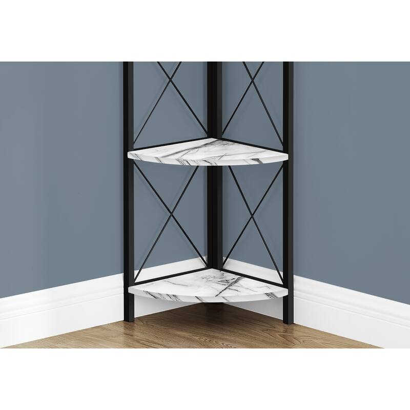 Bookshelf, Bookcase, Etagere, Corner, 4 Tier, 60"h, Office, Bedroom, Laminate, etal, Contemporary, Modern