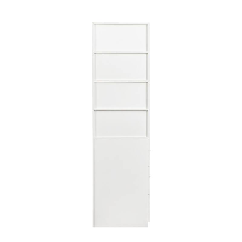 70.87" Tall Display Cabinet with 4-Tier Shelves & 3 Side Drawers, Modern Wooden Storage Bookcase for Living Room, Home Office