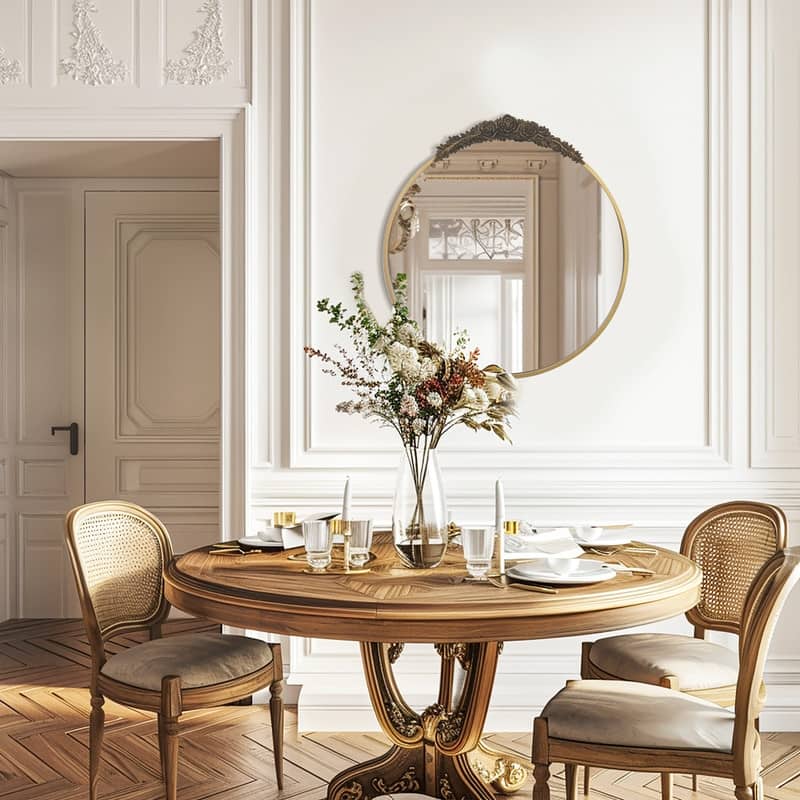 Wall Mirror Classic Baroque Brass Mirror Antique Gold Round Home Decor