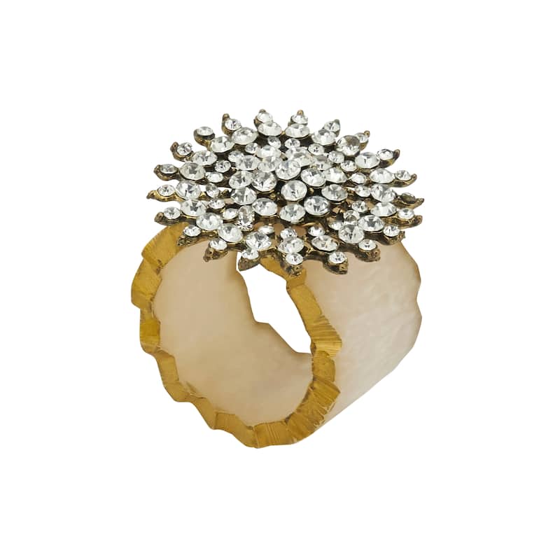 Beaded Elegance Resin Napkin Ring (Set of 4) - Gold - Gold - Set of 4