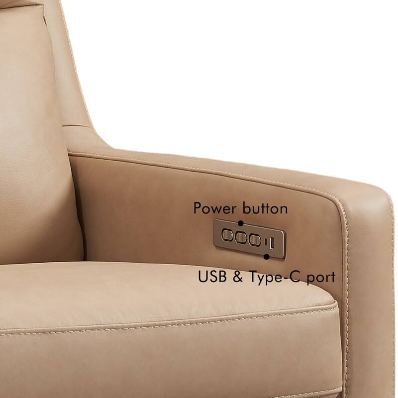 Genuine Leather Recliner Sofa 56" Triple-Motor Power Zero-Wall Reclining Loveseat with USB&USB-C Port