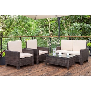 Homall Rattan Steel/ PE Rattan 4-piece Outdoor Patio Furniture Set