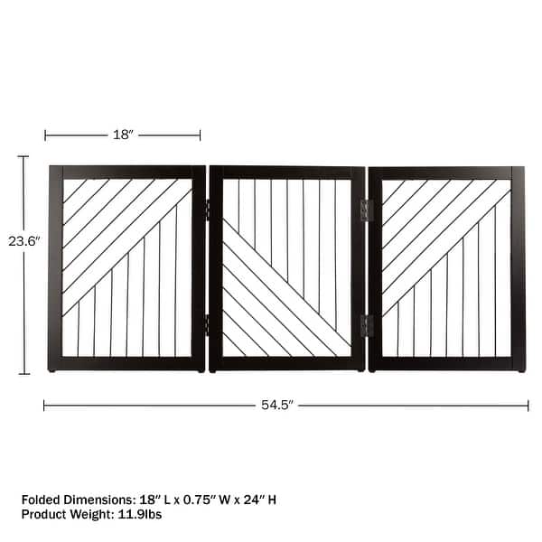 dimension image slide 0 of 2, PETMAKER 3-Panel Foldable Pet Gate, Black - N/A