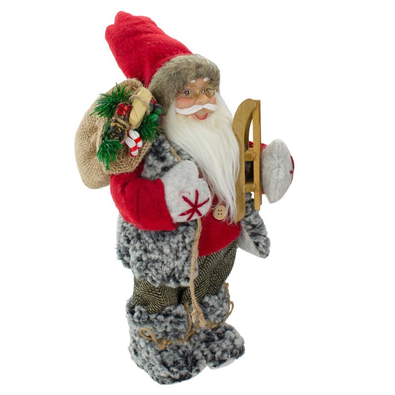 Santa Claus with Presents and Sled Standing Christmas Figure - 12"