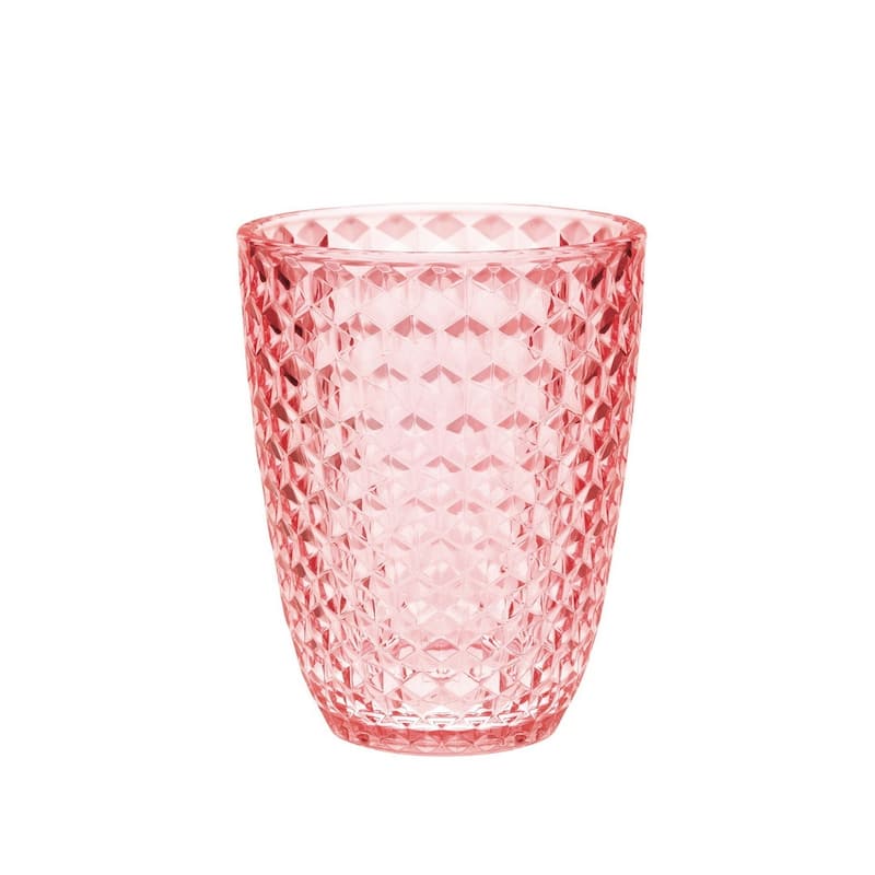 Diamond Cut Acrylic Glasses Drinking Set of 4 (12oz), Plastic Drinking Glasses, BPA Free Cocktail Glasses - Red