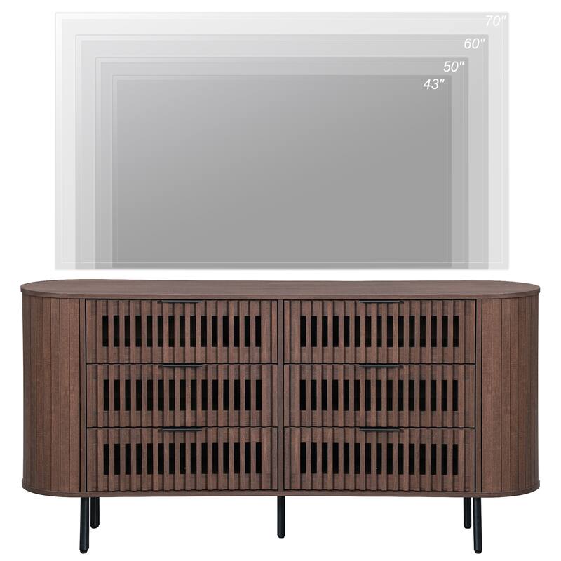 WAMPAT Fluted 6 Drawers Dresser,63" Wide Chest of Drawer