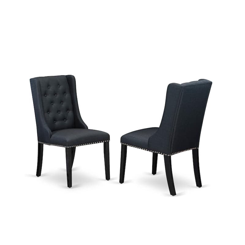 East West Furniture Parson Kitchen Chairs - Button Tufted Nailhead Upholstered Dining Chairs, Set of 2, (Finish & Upholstered)