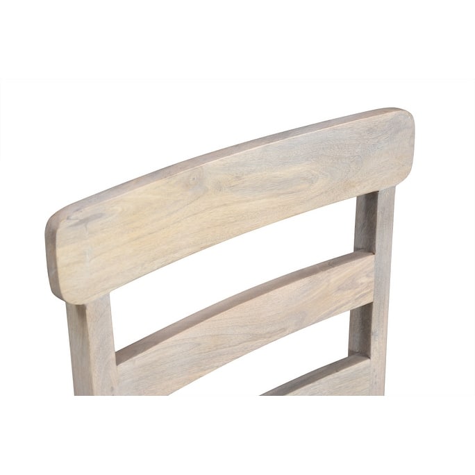 HomeRoots Set of Two White Wood Ladder Back Dining Side Chairs - 17.5' X '39.5' X '17.5