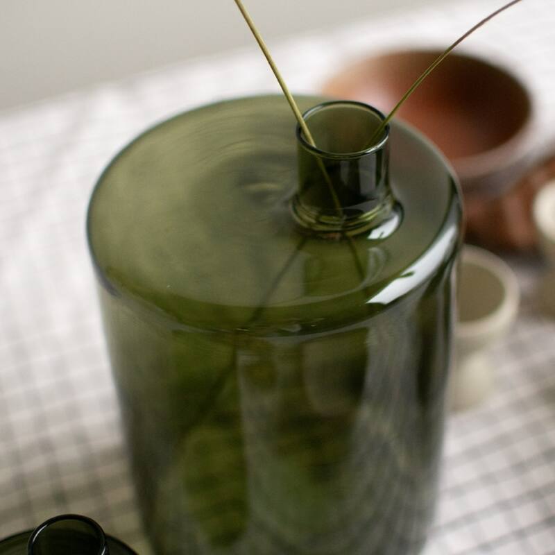 Extra Large Glass Bottle Vase - 8.25" - Green