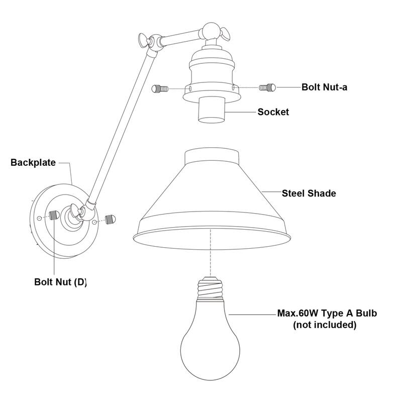 Alexis Reading Light Adjustable Swing Arm Wall Lamp with Metal Shade