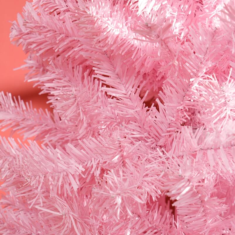 HOMCOM Unlit Slim Douglas Fir Tree - Realistic Branch Tips, Pink