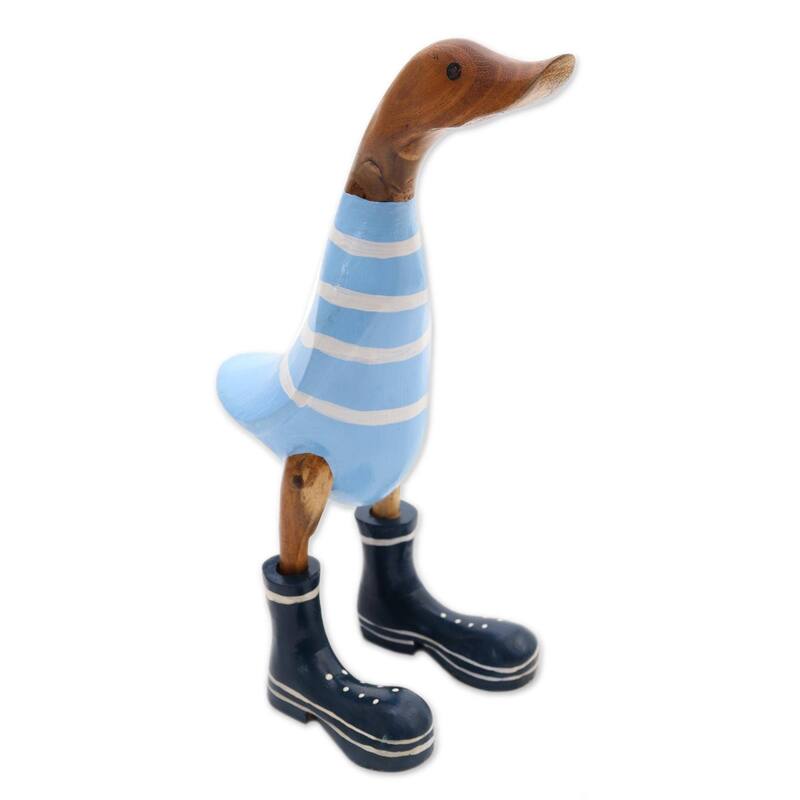 Wood and bamboo root sculpture, 'Swimming Duck' - 13.75" H x 6.25" W x 5.5" D