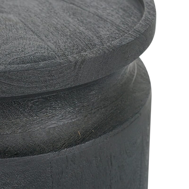 14 in. Gray Round Wood End Table, Sturdy Build End Side Table for Living Rooms