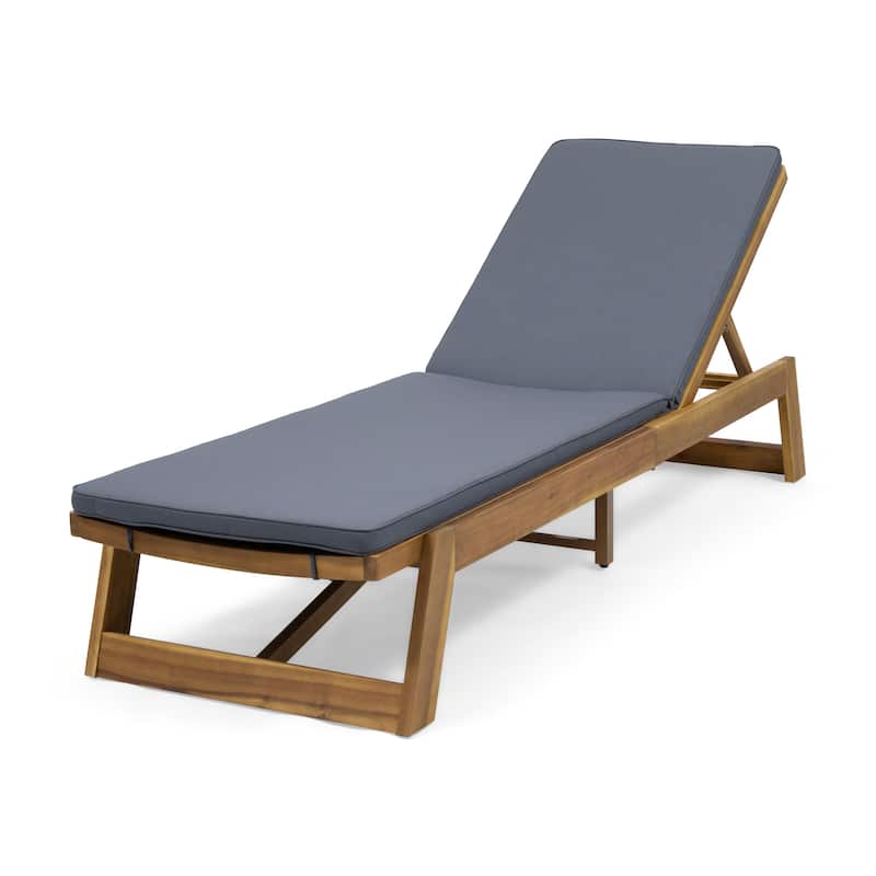 Maki Outdoor Acacia Wood Chaise Lounge and Cushion Set by Christopher Knight Home