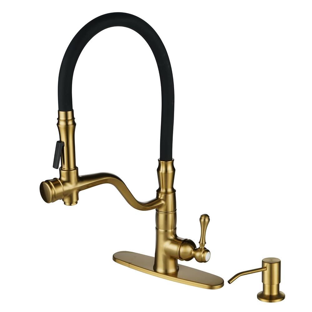 WOWOW Single-Handle Pull Down Kitchen Faucet with Soap Dispenser