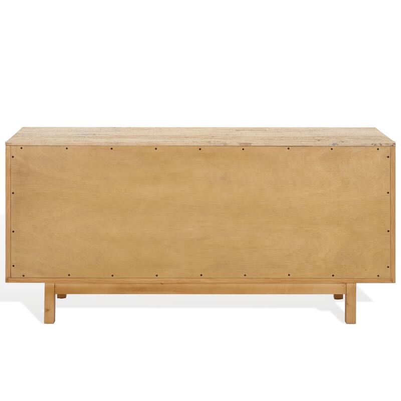 SAFAVIEH Couture Debrianna Travertine Top Sideboard - 62"W x 19"D x 30"H