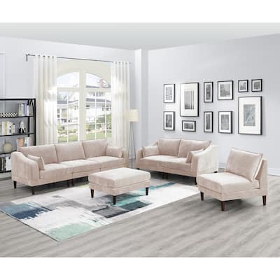 6pcs Modular Sofa Set, Blush Pink, 93x33x31 inches, 200 pounds