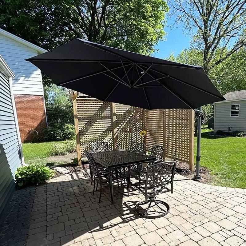 PURPLE LEAF 11 ft 360 Degree Rotation Patio Cantilever Umbrella With Base