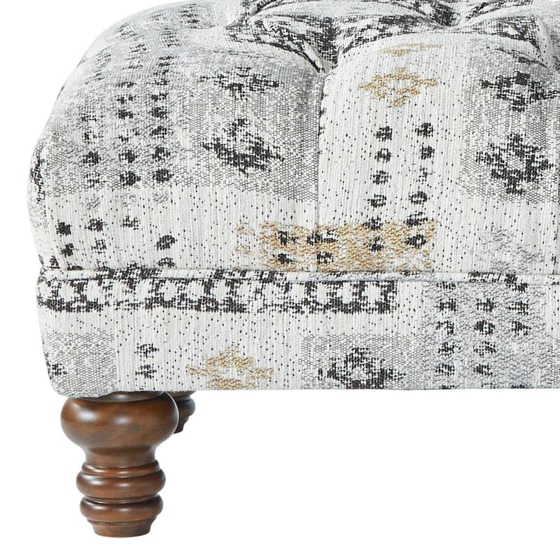 Roundhill Furniture Charbilia Fabric Tufted Cocktail Ottoman