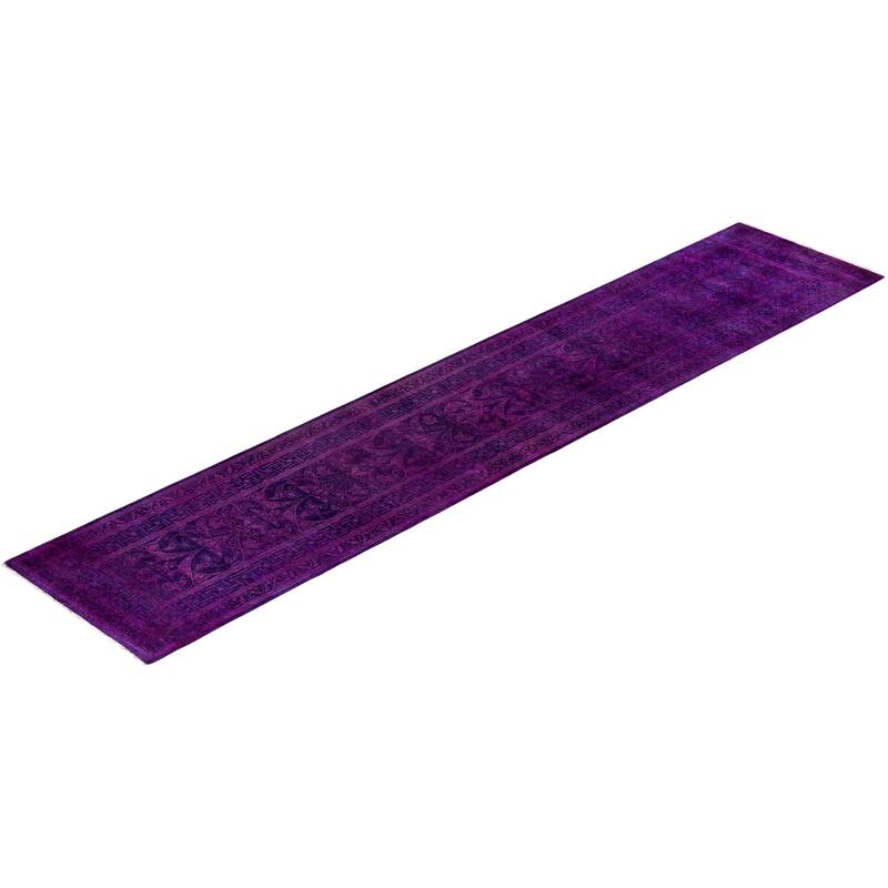 Contemporary Overdyed Wool Hand Knotted Runner - 2' 6" x 12' 5"