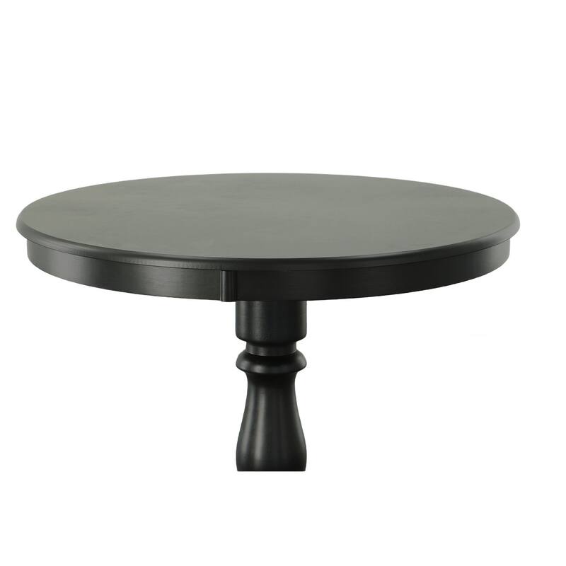 Round Top Carved Pedestal Bar Table - 36" - Black