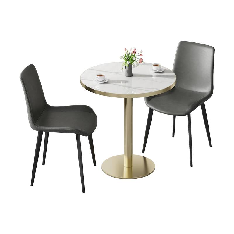 Round Modern Dining Table - 31.5-Inch Bistro Tulip Table With Faux Marble Top, Easy Assembly & Sturdy Metal Frame (By Diameter)