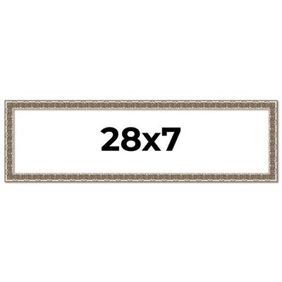 28x7 Frame Silver Versailles Ornate Solid Wood Picture Frame | 1 Inch