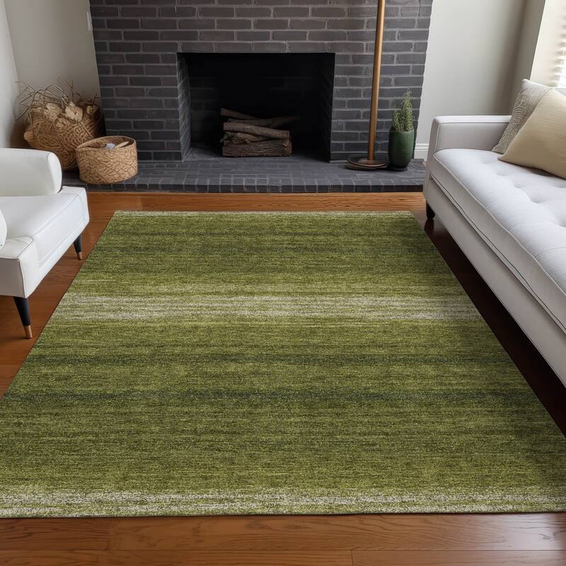 Machine Washable Indoor/ Outdoor Ombre Stripe Chantille Rug
