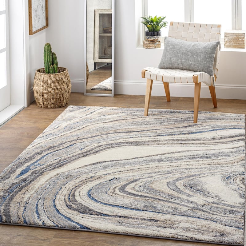 Livabliss Glam Tuscany Abstract Area Rug - 5'3" x 7'3" - Grey/Beige