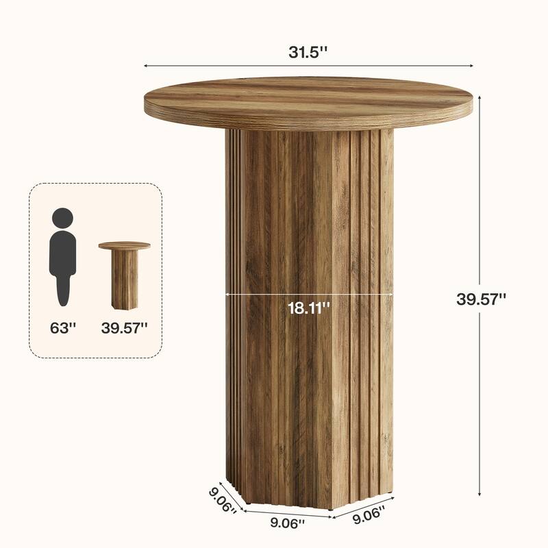 Round Bar Table, Farmhouse High Top Pub Table