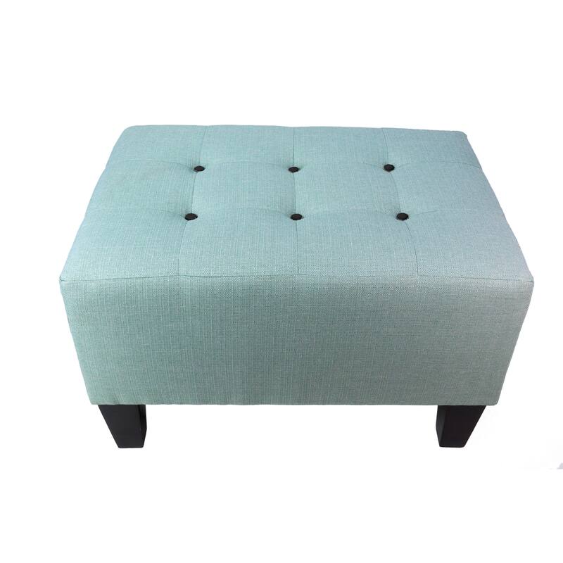 MJL Furniture MAX Squared Decorative Button Tufted Upholstered Sea Mist Firm Ottoman - Black
