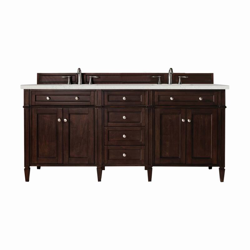 James Martin Vanities 650-V72-3LDL Brittany 72" Double Basin Poplar - Burnished Mahogany - Mahogany Finish