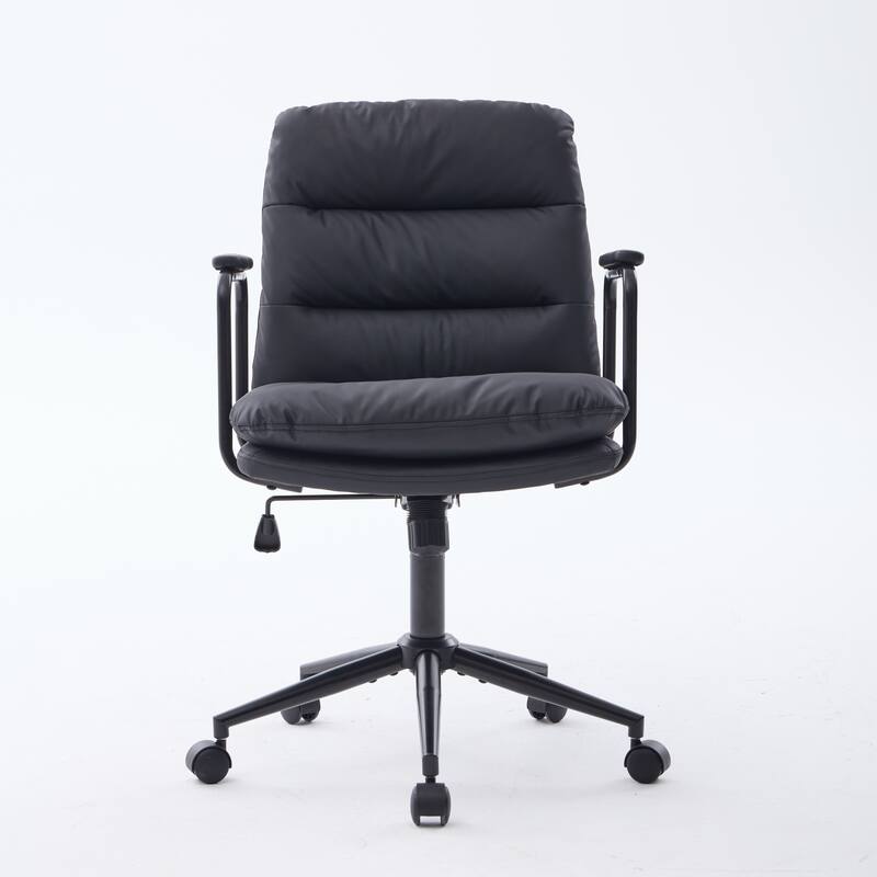 Roomfitters Upholstered Office Chair with Armrests and Swivel Base, Ergonomic Adjustable Height Computer Desk Chair