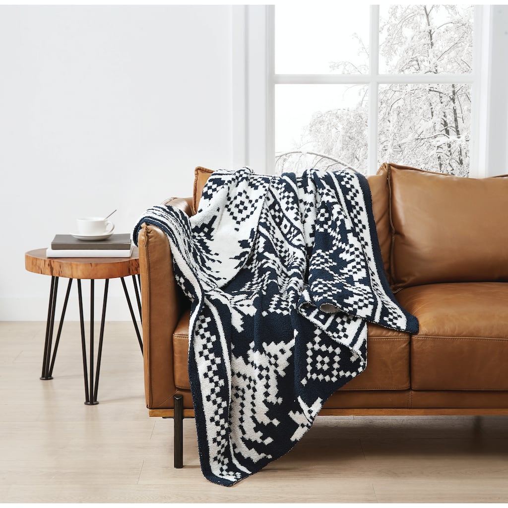 Truly Soft Cozy Fair Isle Reversible 50x70 Throw