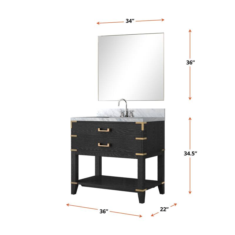 Norwalk Bath Vanity with Carrara Marble Top, Sink, Mirror and Faucet