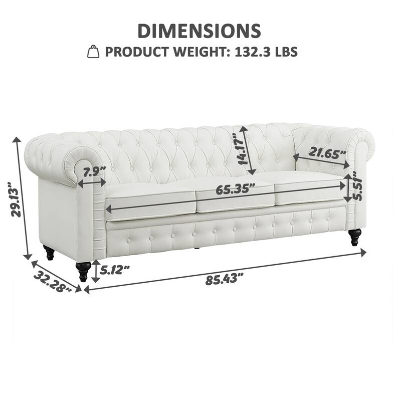 Elegance Chesterfield Mid-Century Modern Sofa, Loveseat & Chair – Luxurious Comfort for Cozy Living Rooms
