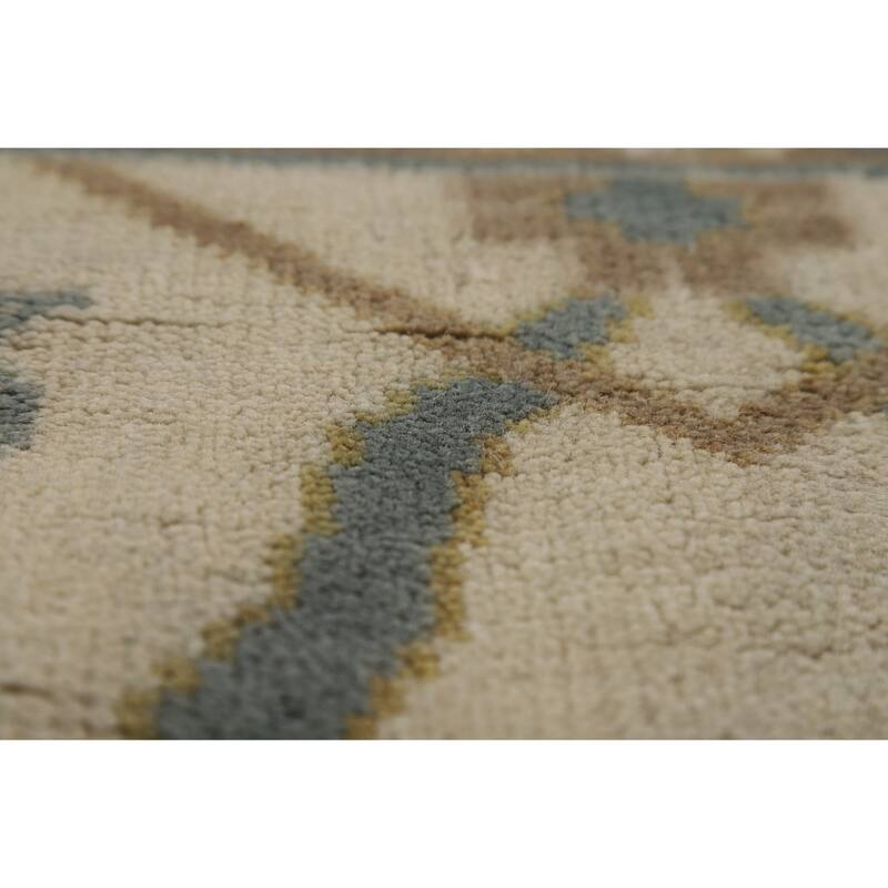 Ivory Oushak Indian Area Rug Handmade Wool Carpet - 8'1"x 9'10"