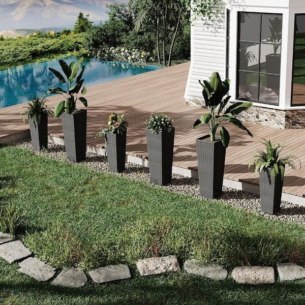 outdoor tall plant pots Mayne Chelsey 28-Inch Self-Watering Tall Planter (2-Pack) – Mayne Inc. US main image 1