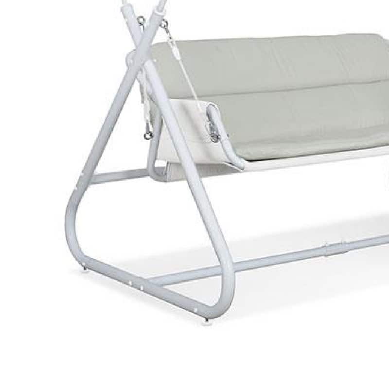 Diz Outdoor Hanging Double Swing Sofa Chair, White Powder Coated Steel