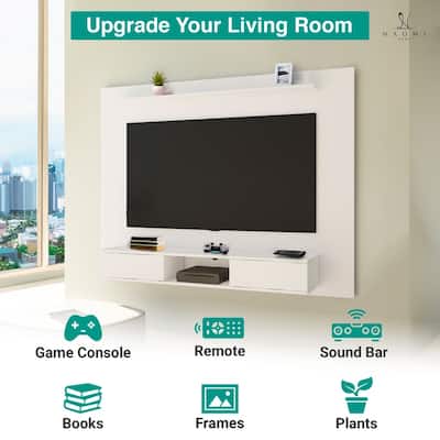 Wall-Mounted Entertainment Center with Multiple Storage Options for TVs up to 70 Inches