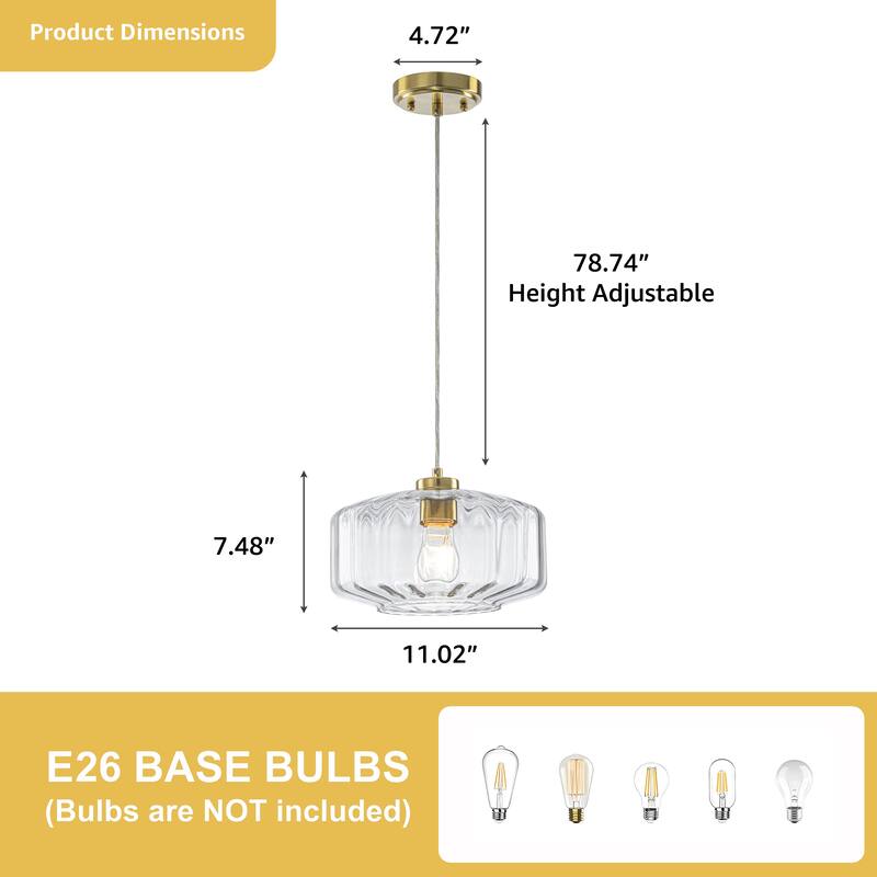Starsky 1-Light Textured Glass Drum Pendant Light
