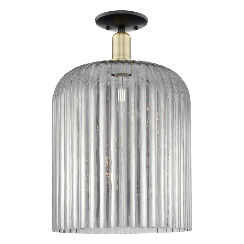 Innovations Lighting 716-1C-19-12 Bridal Veil Semi-Flush Bridal Veil - Black Antique Brass / Light Smoke