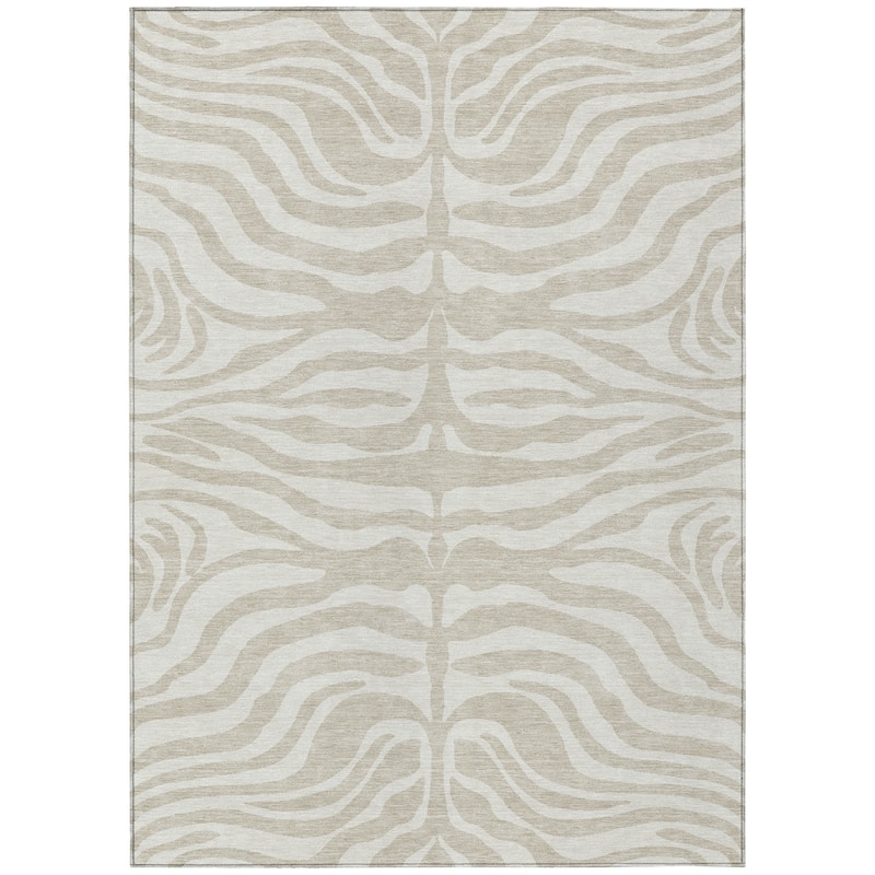 Machine Washable Indoor/ Outdoor Modern Animal Print Chantille Rug