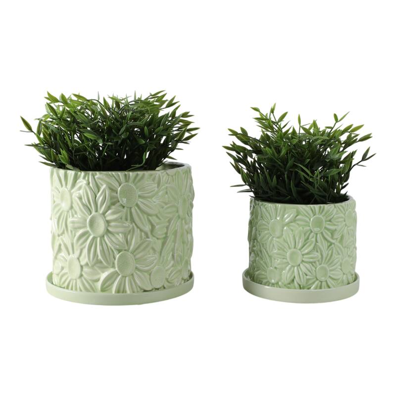 Ceramic Daisy Flower Planter (Set of 2) - 6"