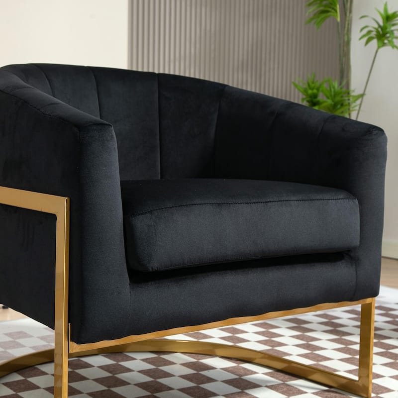Modern Accent Armchair Luxury Gold Frame and Multi-colored Velvet Material Infuse Elegant Flair