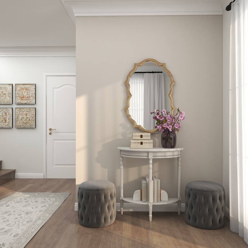 Light Gray Wood Half Moon 1 Shelf Console Table