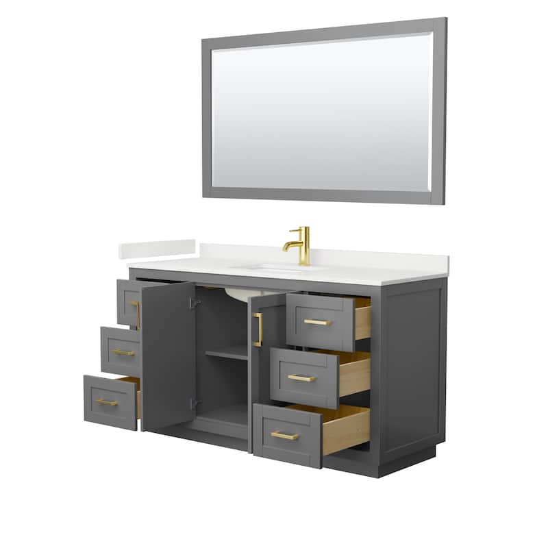 Miranda 60-inch Single Vanity, Quartz Top, 58-inch Mirror